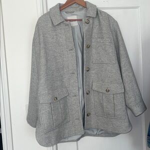 Madewell Wool Gray Shacket with Button Detail